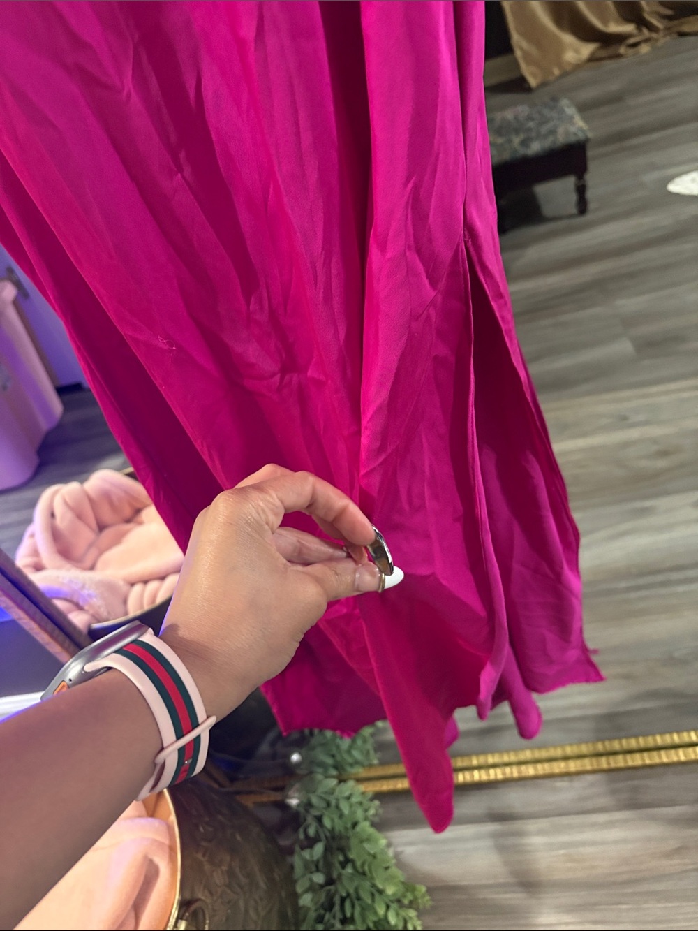 Express Hot Pink Maxi Slip Dress with Cowl Neck - Picture 3 of 5